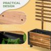 Wooden Garden Planter Box w/ Trellis on Wheels Brown 26x58”
