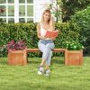 2 Wood Raised Bed Planter boxes with Garden Bench 68"x16"x18"