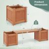 2 Wood Raised Bed Planter boxes with Garden Bench 68"x16"x18"