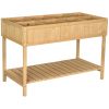 Solid Fir Wood 8 Grid Elevated Planter Box 43.25” x 18” x 30”