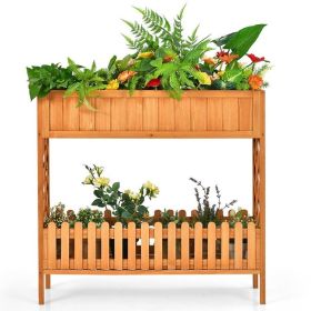 2 Tier Elevated Raised Garden Bed Fir Wood Planter Box