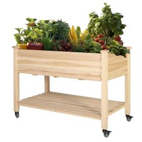 Cedar Elevated Raised Bed Planter on Wheels 46.8”x20”x33”