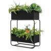 Black Modern 2-Tier Metal Raised Planter Box 24” x 10” x 29.5”