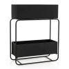 Black Modern 2-Tier Metal Raised Planter Box 24” x 10” x 29.5”