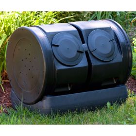 Dual Lidded Chamber Tumbling Composting Bin with Tea Collectors 52 Gallon; 7 Cu.Ft.