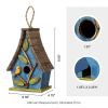 Hanging Solid Wood Farmhouse Birdhouse with Colorful Motif 1.18” Entry Hole