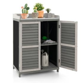 Wooden Potting Bench Cabinet with Metal Worktop 26x18.5x40”