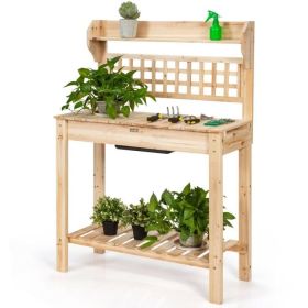 Solid Fir Wood Expanding Gardening Bench with Sink 40” x 55”