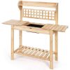 Solid Fir Wood Expanding Gardening Bench with Sink 40” x 55”