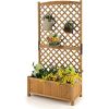 Fir Wood Garden Outdoor Planter Box with Tall Trellis 36x15x71”