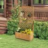 Fir Wood Garden Outdoor Planter Box with Tall Trellis 36x15x71”