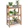 Solid Pine Wood 3 Shelf Folding Plant Stand Shelving 24x12x35”