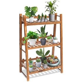 Solid Pine Wood 3 Shelf Folding Plant Stand Shelving 24x12x35”