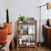 Solid Pine Wood 3 Shelf Folding Plant Stand Shelving 24x12x35”