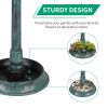 Outdoor Garden Bird Bath in Green Patina Finish with Solar Light