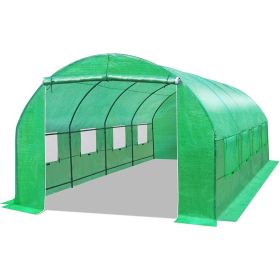 Large PE Arch Hoop Greenhouse 10 x 20 x 7 Ft w/ Steel Frame