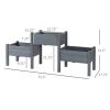 3 Connected Elevated Planter Boxes - Each Box 24” x 17” in Grey