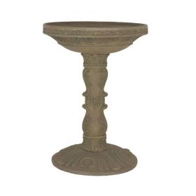 Outdoor Fiberglass Bird Bath in Aged Stone Finish 20” Diameter