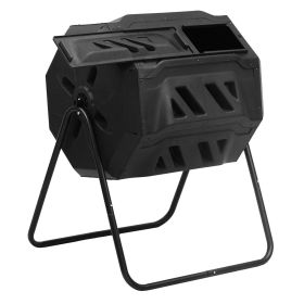 Outdoor Garden Rotating 2-Chamber Composting Bin Tumbler 43 Gal; 5.7 CuFt