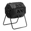 Outdoor Garden Rotating 2-Chamber Composting Bin Tumbler 43 Gal; 5.7 CuFt