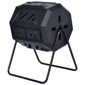 Dual Chamber Outdoor Garden Composting Bin Tumbler 43 Gal; 5.75 CuFt