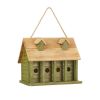 Hanging Green Wooden Garden Bird House with 1 Compartment and 4 Holes 1.18” Opening