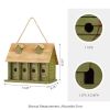 Hanging Green Wooden Garden Bird House with 1 Compartment and 4 Holes 1.18” Opening