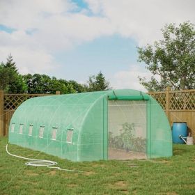 26.2 x 9.8 Ft Outdoor Hoop Greenhouse with Green PE Cover