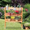 Fir Wood Potting Bench with Metal Worktop and Shelving 30” x 35”H