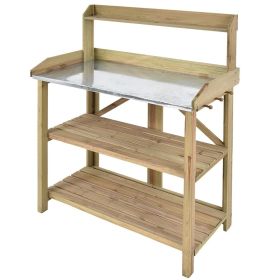 Outdoor Gardening Bench Workstation with Metal Top 42x20x48"
