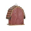 Outdoor Red Barn-Style Wood and Metal Hanging Bird House 1.18” Opening