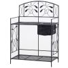 Black Iron Accent Gardening Bench with Fabric Sink 33”L x 48”H