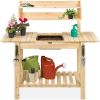 Gardening Bench with Expanding Worktop that Opens to Dry Sink