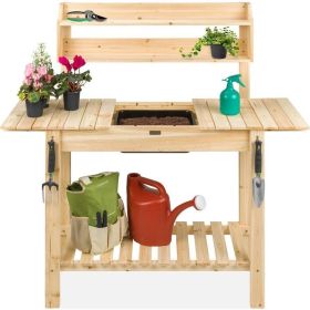 Gardening Bench with Expanding Worktop that Opens to Dry Sink