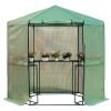 Hexagon Hoop Greenhouse 6.5’D x 7.5’H PE Cover and Shelves