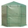Hexagon Hoop Greenhouse 6.5’D x 7.5’H PE Cover and Shelves