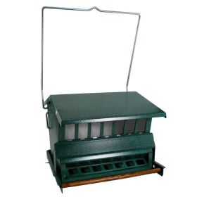 Large Rugged Green Metal Squirrel-Proof Bird Feeder with Easy-Refill Top 15 Lb Capacity