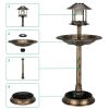 Garden Bird Bath in Bronze Finish with Solar Light 20” Diameter