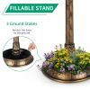 Garden Bird Bath in Bronze Finish with Solar Light 20” Diameter