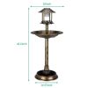 Garden Bird Bath in Bronze Finish with Solar Light 20” Diameter