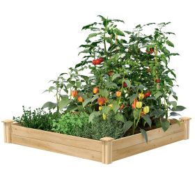 Cedar Wood Raised Garden Bed 4 ft x 4 ft x 7in - Made in USA