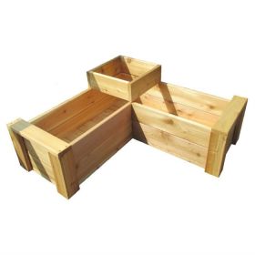 Cedar 2 Level L-Shaped Outdoor Planter Box Rot-Resistant Made in USA