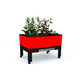 Mobile Self Watering Elevated Raised Planter in Red 34x24x23”