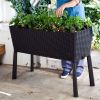 Resin Wicker Elevated Planter Box w/ Water Indicator 45x19x30”