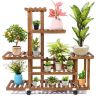 Indoor Outdoor Pine 6-Tier Plant Stand Cart on Wheels 37” x 37”