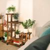 Indoor Outdoor Pine 6-Tier Plant Stand Cart on Wheels 37” x 37”