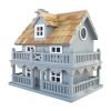 Freestanding Wooden Cottage BirdHouse Light Blue with 1.25” Opening