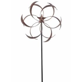 Outdoor Powder Coated Metal Flower Star Wind Spinner 6.3 Ft