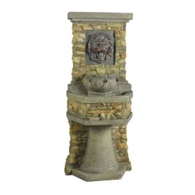 Indoor/Outdoor Water Fountain with Bronze Hued Lion Head 51”
