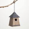 Outdoor Garden Hanging Birdhouse Natural Grey and Brown Wood